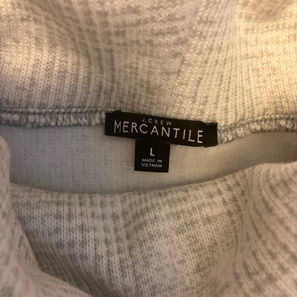 J Crew Mercantile Fleece Turtle Neck Cowl Funnel neck Sweater L Gray Checkered‎ - Picture 3 of 10